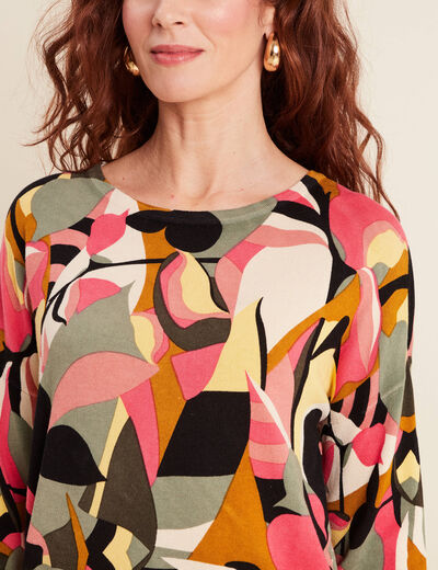Pull manches longues multicolore femme