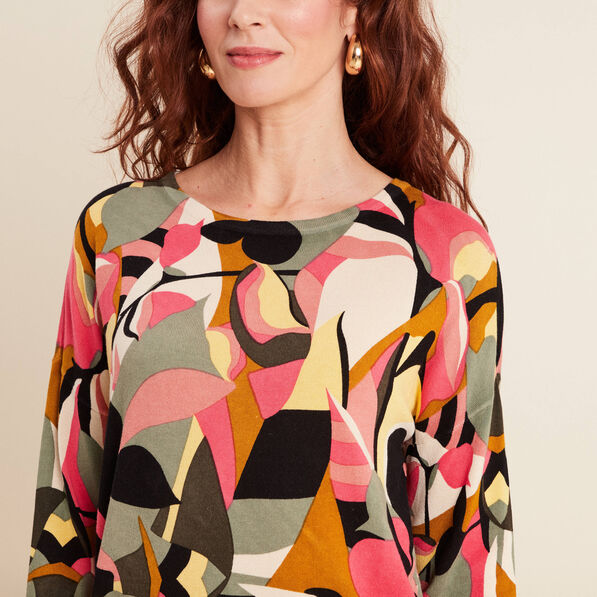 Pull manches longues multicolore femme