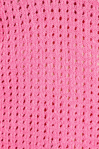 Pull ajouré à manches 3/4 rose fushia femme