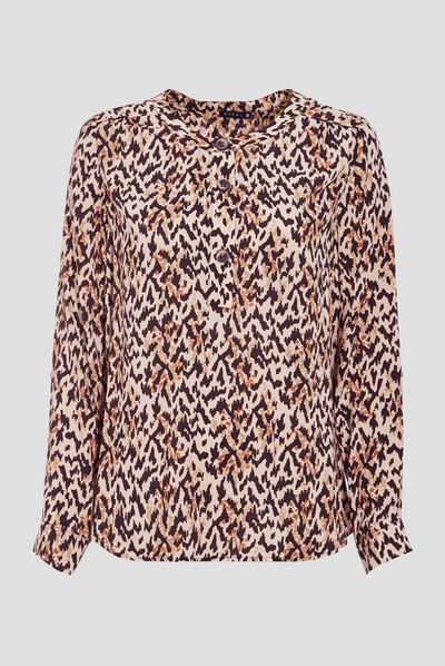 Blouse manches longues beige femme