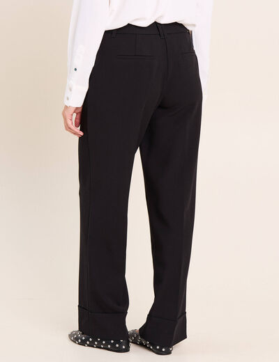 Pantalon taille haute fluide noir femme