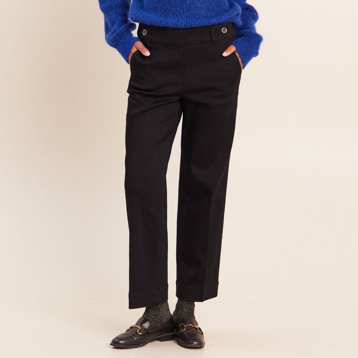 Jean large noir femme