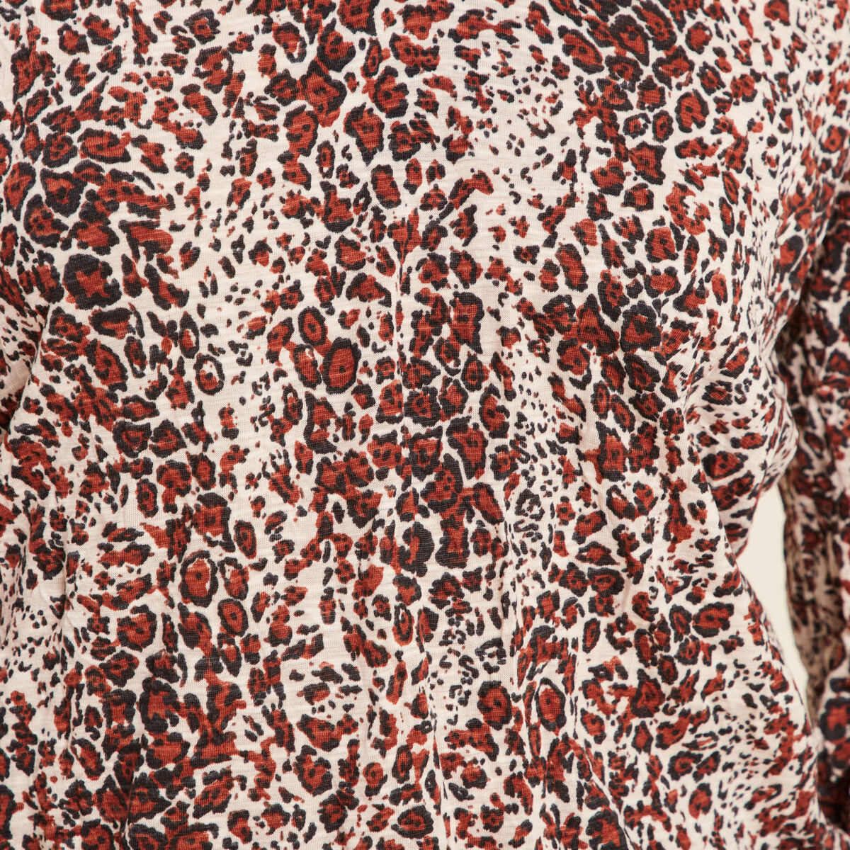 Blouse droite manches longues marron cognac femme