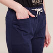 Pantalon coupe mom 7/8&egrave;me bleu marine femme