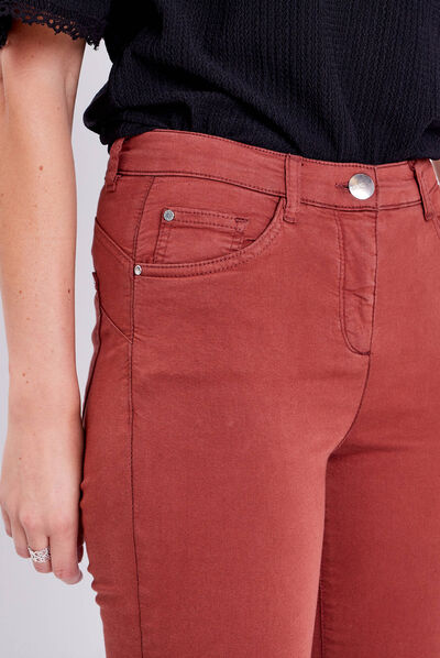 Pantalon léger taille standard 7/8ème marron cognac femme
