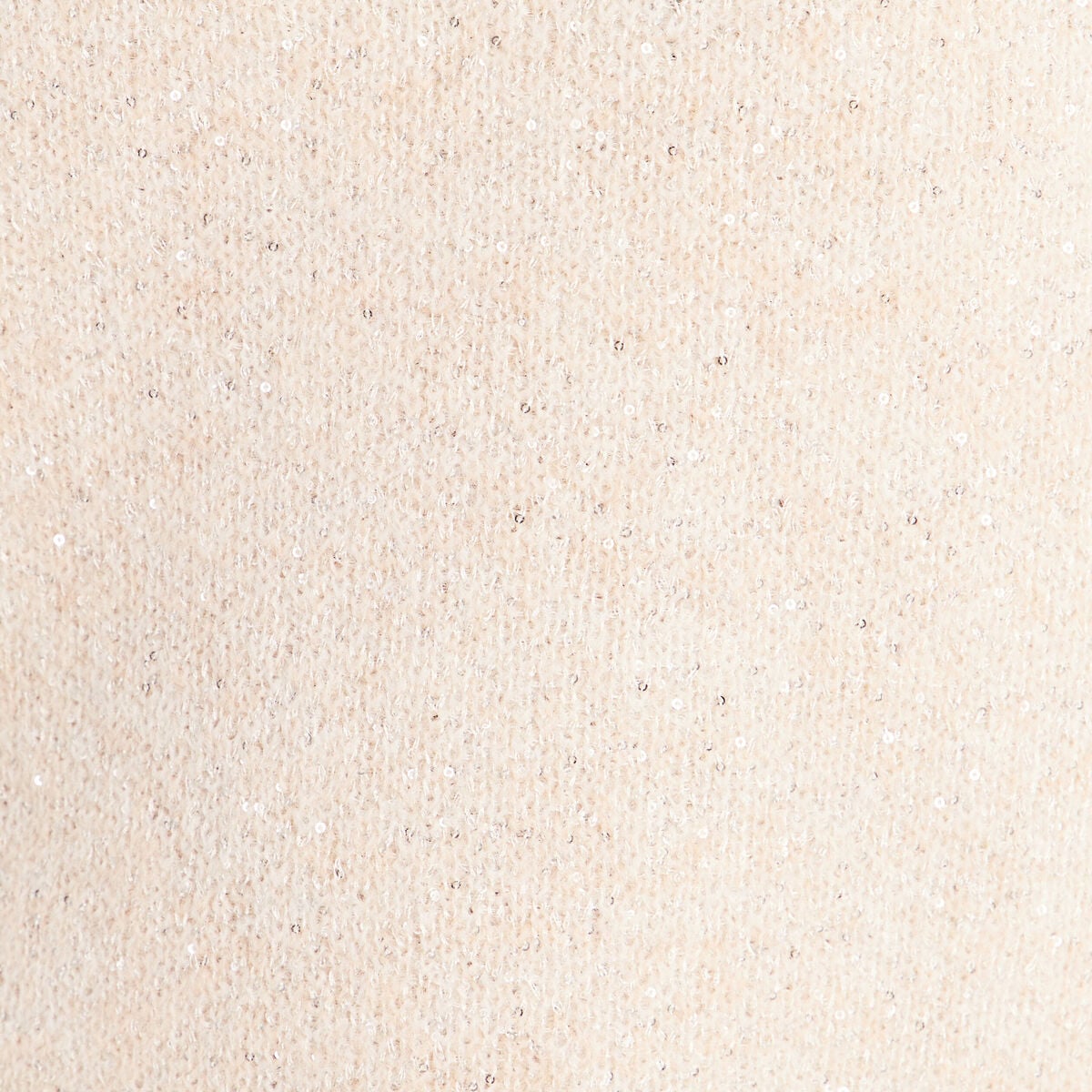 Pull col rond &agrave; sequins beige femme