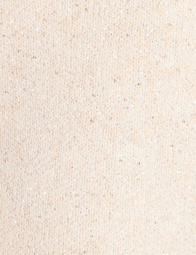 Pull col rond &agrave; sequins beige femme