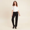 Pantalon coupe droite taille haute noir femme