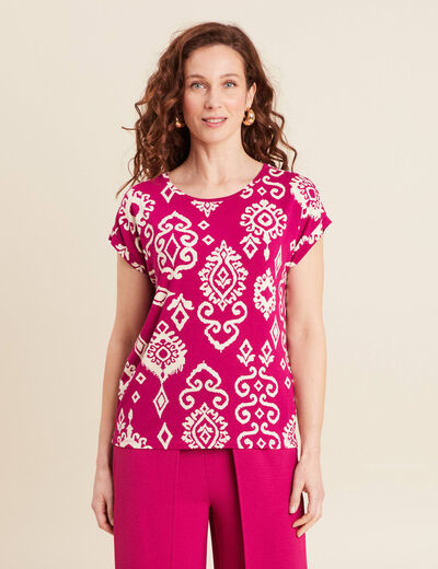 T-shirt manches courtes rose fushia femme