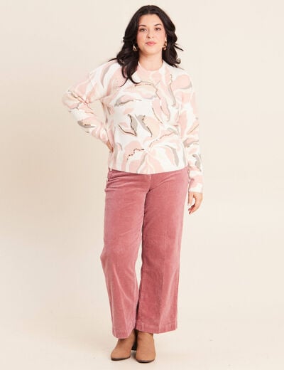 Pull col rond &agrave; sequins rose femme