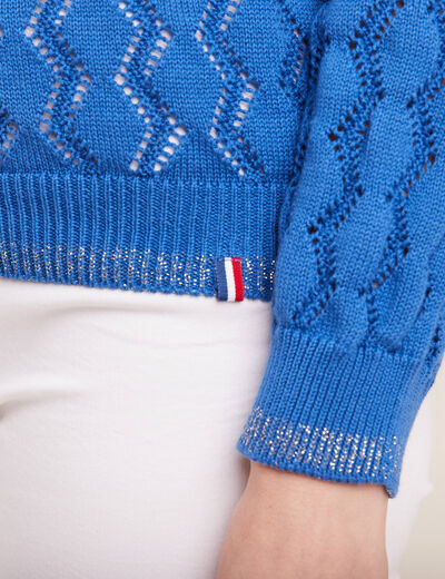Pull confectionné en France bleu electrique femme
