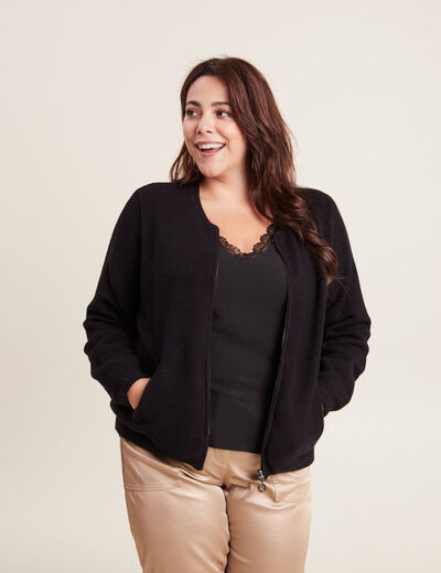 Gilet réversible manches longues noir femme