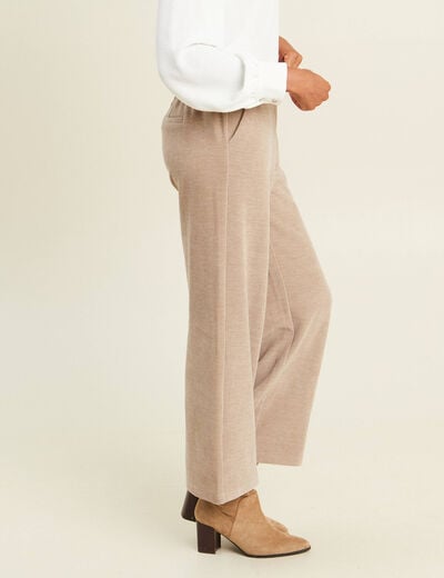 Pantalon loose en velours beige femme