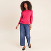 Pull droit col rond manches 3/4 rose femme