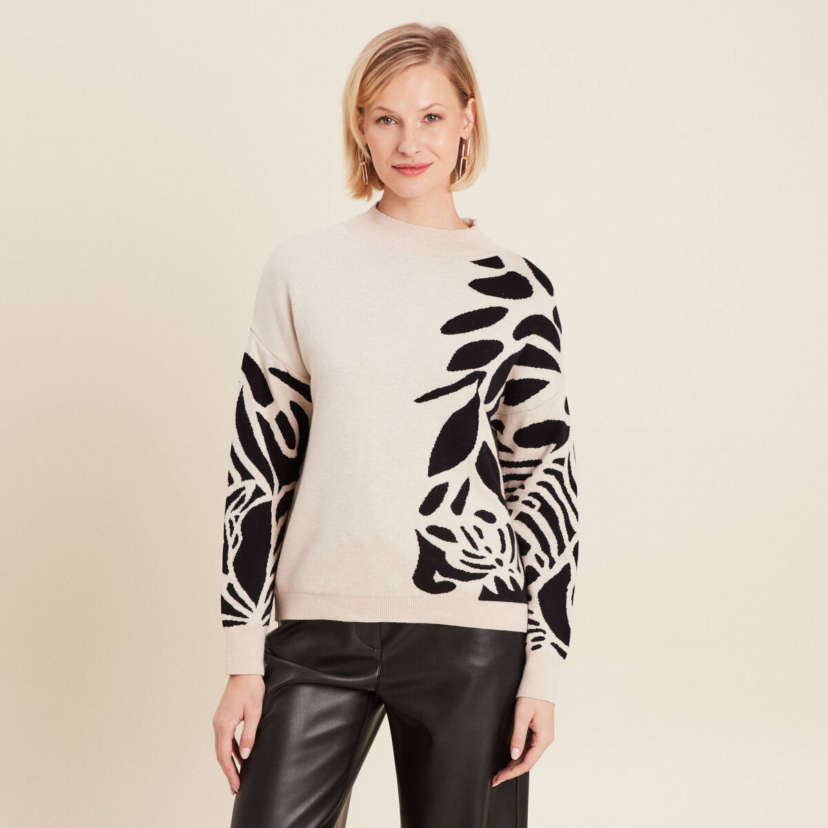 Pull manches longues blanc femme