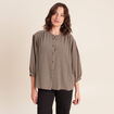 Chemise ample col rond manches longues noir femme