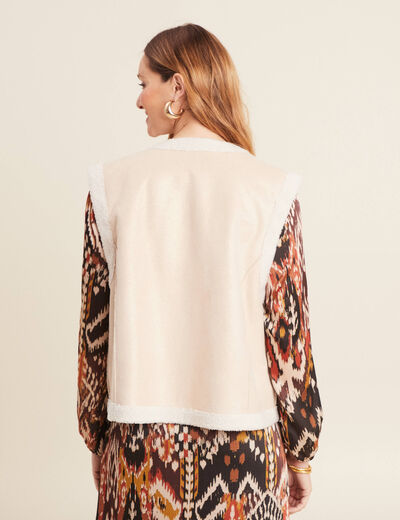 Gilet réversible laine mouton beige femme