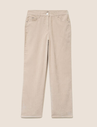 Jean taille haute en velours sable femme