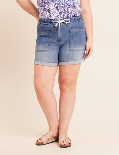 Short relax en jean denim stone femme
