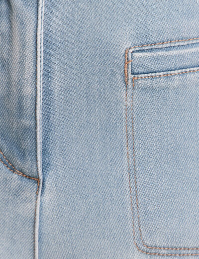 Jean droit taille haute 7/8&egrave;me denim double stone femme
