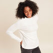 T-shirt manches longues col montant blanc femme