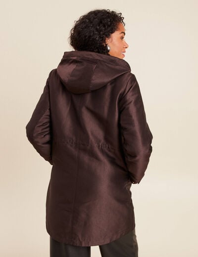 Parka cintr&eacute;e 4 en 1 avec capuche marron fonc&eacute; femme