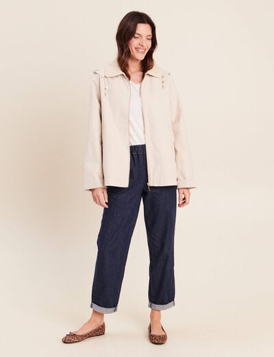 Parka ample courte manches longues sable femme
