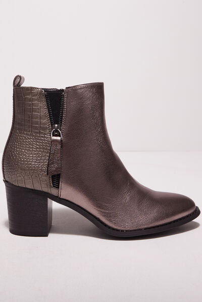 Bottines à talons irisées couleur argent femme