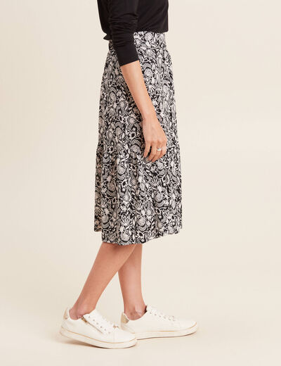 Jupe évasée fluide noir femme