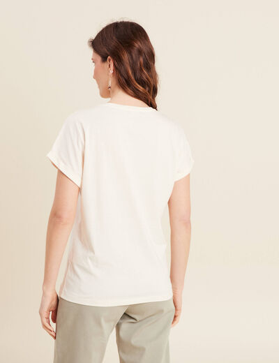 T-shirt manches courtes ecru femme