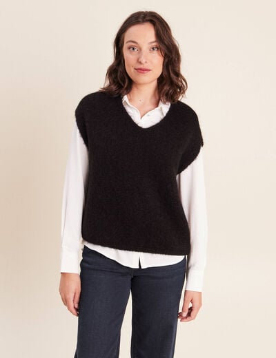 Pull sans manches noir femme