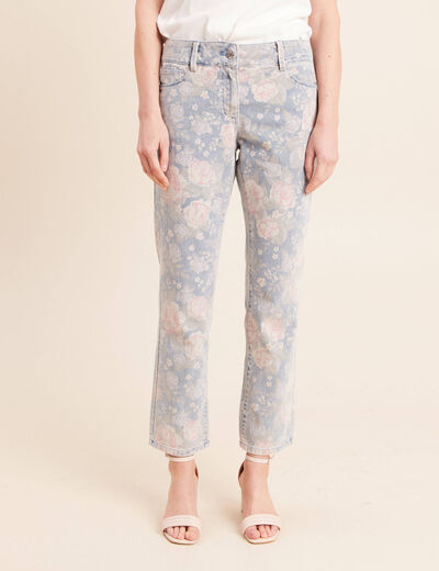 Jean coupe droite 7/8&egrave;me taille standard rose femme