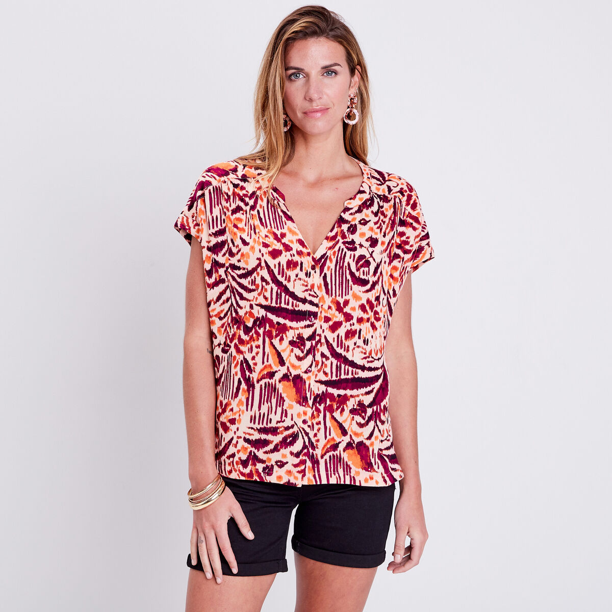 Blouse manches courtes rose clair femme