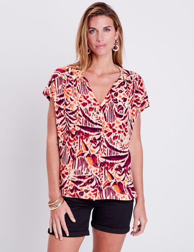 Blouse manches courtes rose clair femme