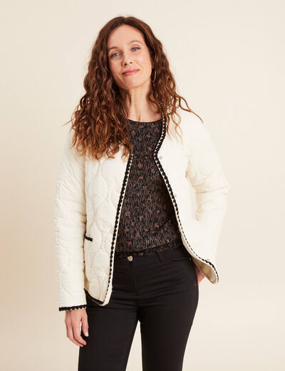 Doudoune sans col doublée ecru femme