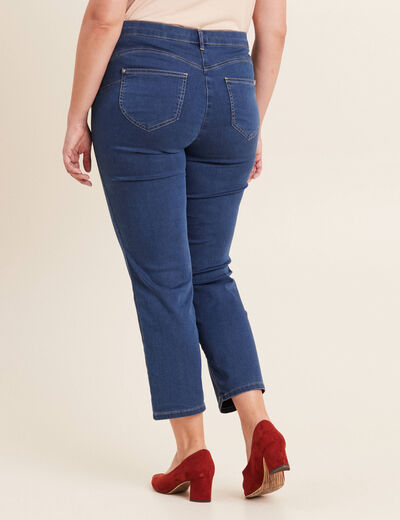 Jean droit taille haute 7/8ème denim double stone femme