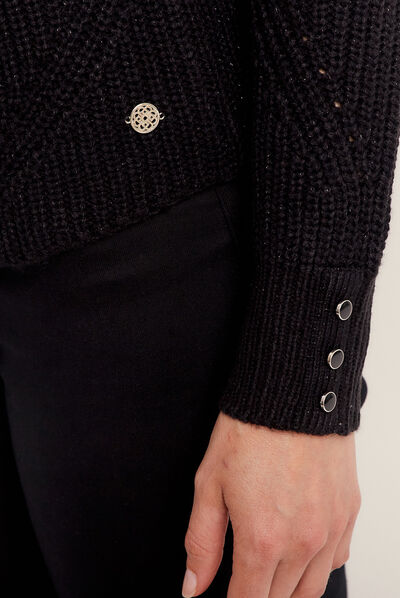 Pull manches longues noir femme