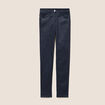 Pantalon iris&eacute; en similicuir bleu fonc&eacute; femme