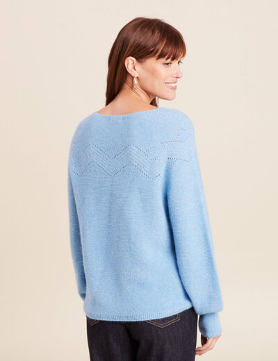 Pull confectionn&eacute; en France bleu ciel femme