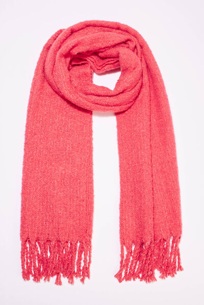 Écharpe à franges rose cerise femme
