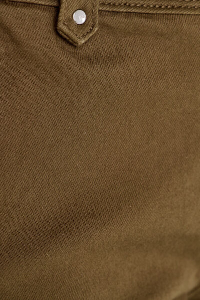 Pantalon droit boutonné vert olive femme