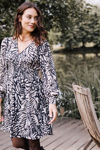 Robe évasée fluide marron clair femme