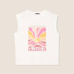 T-shirt sans manches ecru femme