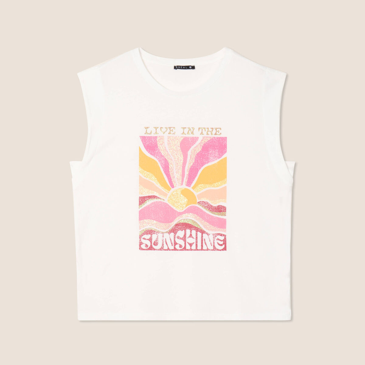T-shirt sans manches ecru femme