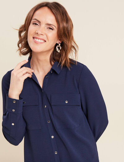 Chemise manches longues bleu marine femme