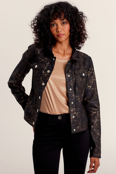 Veste droite réversible couleur bronze femme