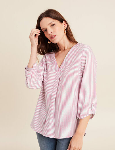 blouse fluide manches 3/4 bordeaux femme