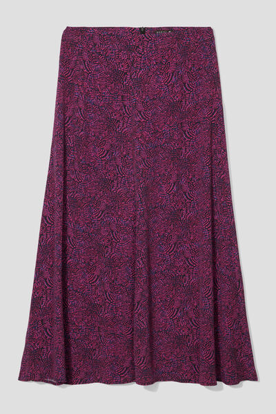 Jupe longue évasée violet femme