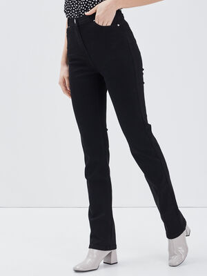 Pantalon large taille haute noir femme