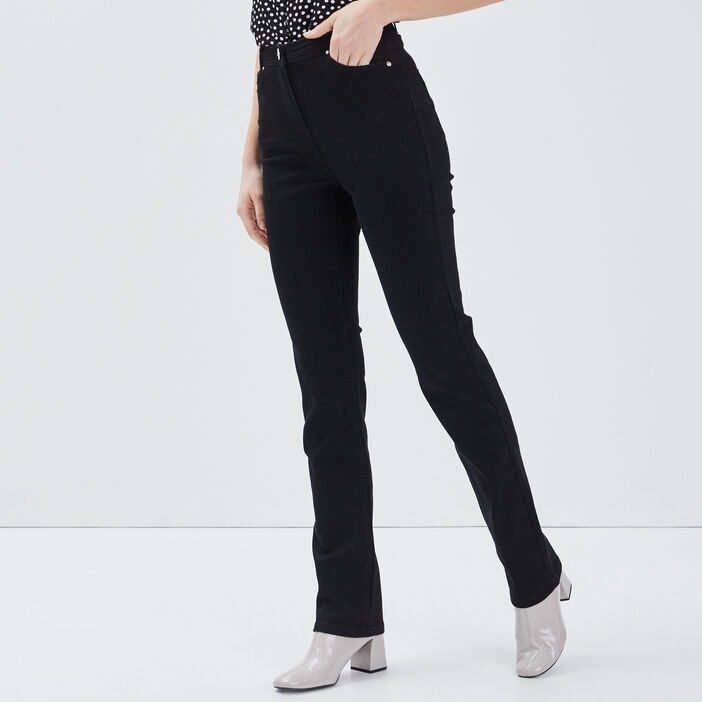 Pantalon large taille haute noir femme